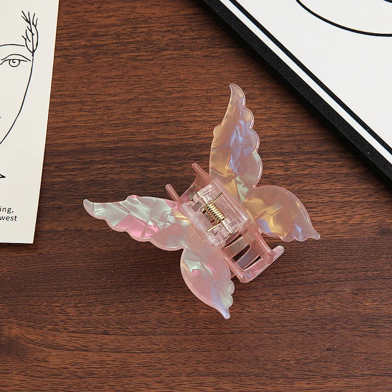 Pearlescent Butterfly Hair Claw 7cm Acetate Elegant Grip - Smarsty
