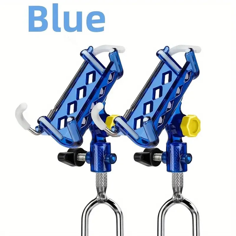 2-piece stainless steel fishing rod holder, 360° adjustable one-touch lock, reinforced nylon tip and tapered drill rod self-lock