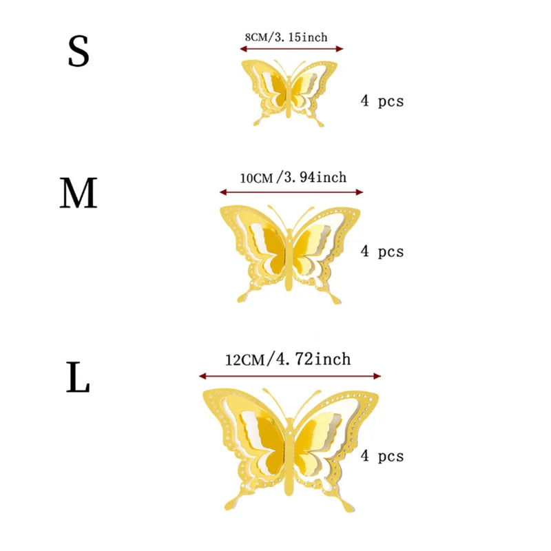Gold 3D Butterfly Wall Decor Set for Parties - Smarsty
