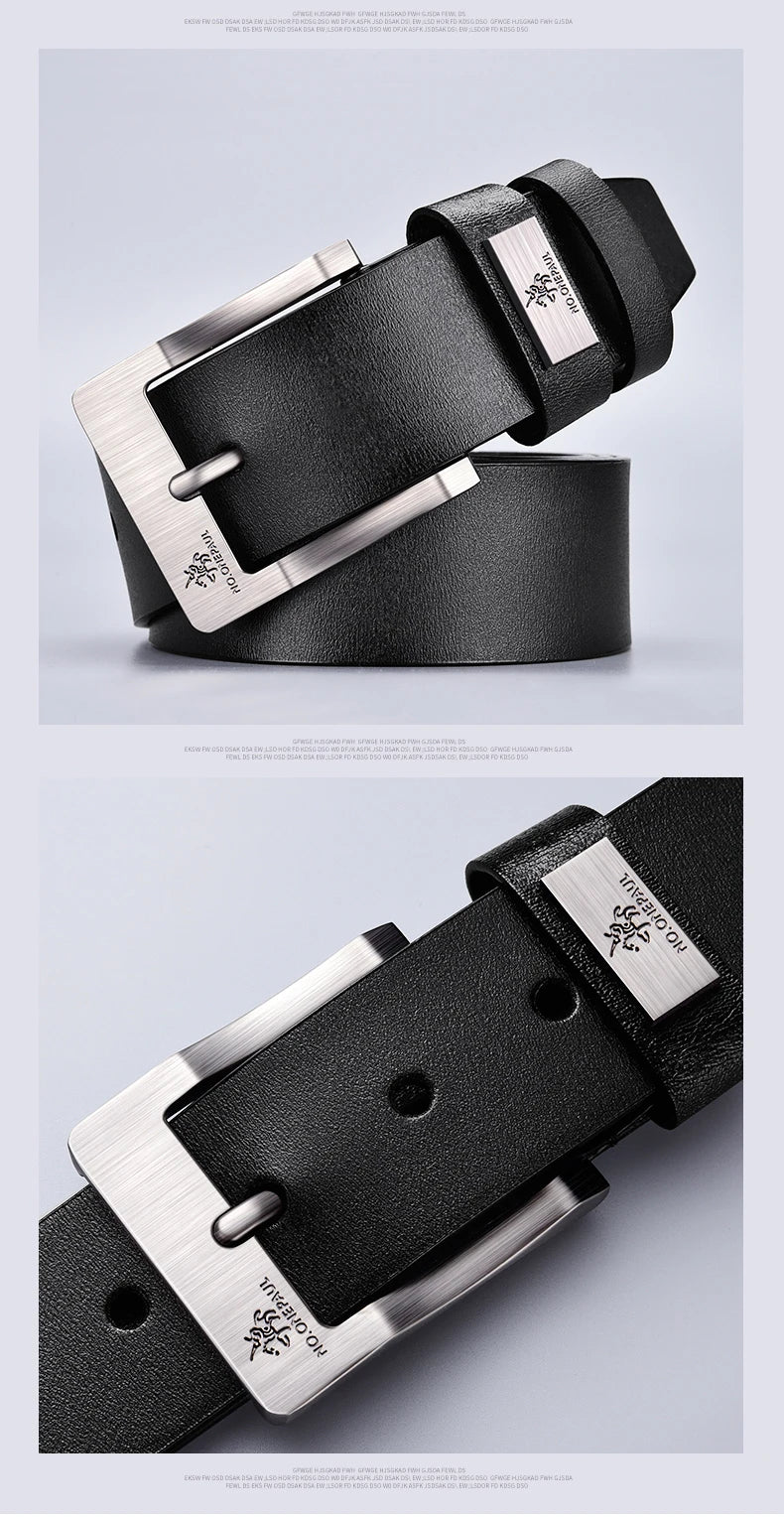 Men's Leather Belt Classic Vintage Pin Buckle High Quality - Smarsty