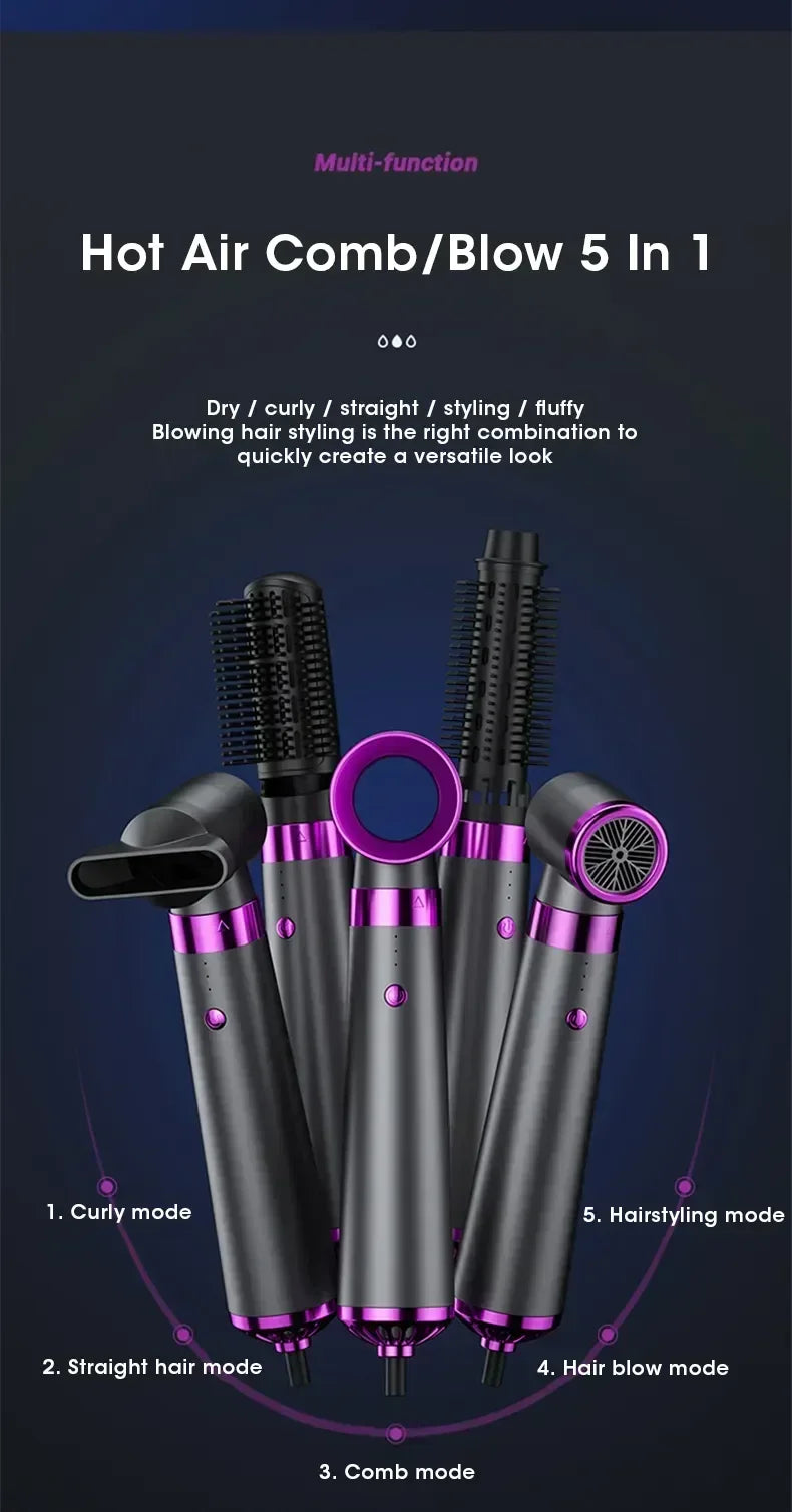 5 in 1 Electric Hair Dryer and Straightener Set - Smarsty