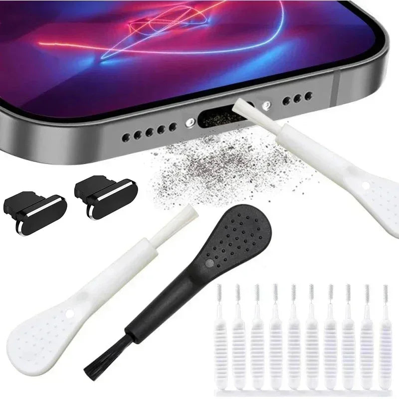 Cell Phone Charging Port Dust Plug with Cleaning Brush for IPhone 15 14 13 16Pro Max Plus Samsung Xiaomi IOS Type C Cleaner Set - Smarsty