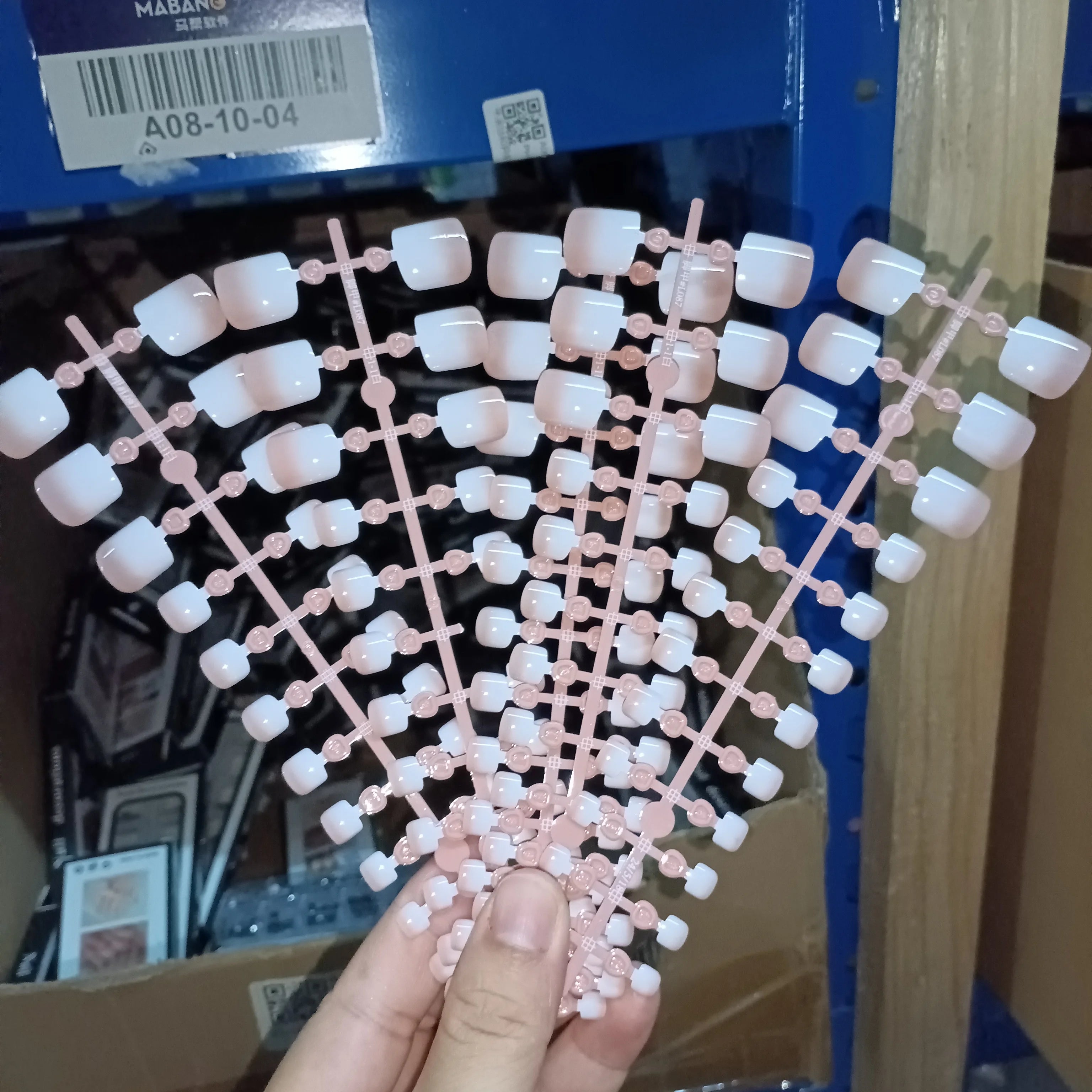 120 Pieces Pink Square Toe Nail Tips Full Cover Extensions - Smarsty