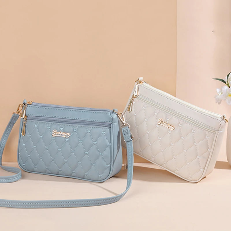 Embroidered Leather Messenger Bag for Women With Fur Accent - Smarsty