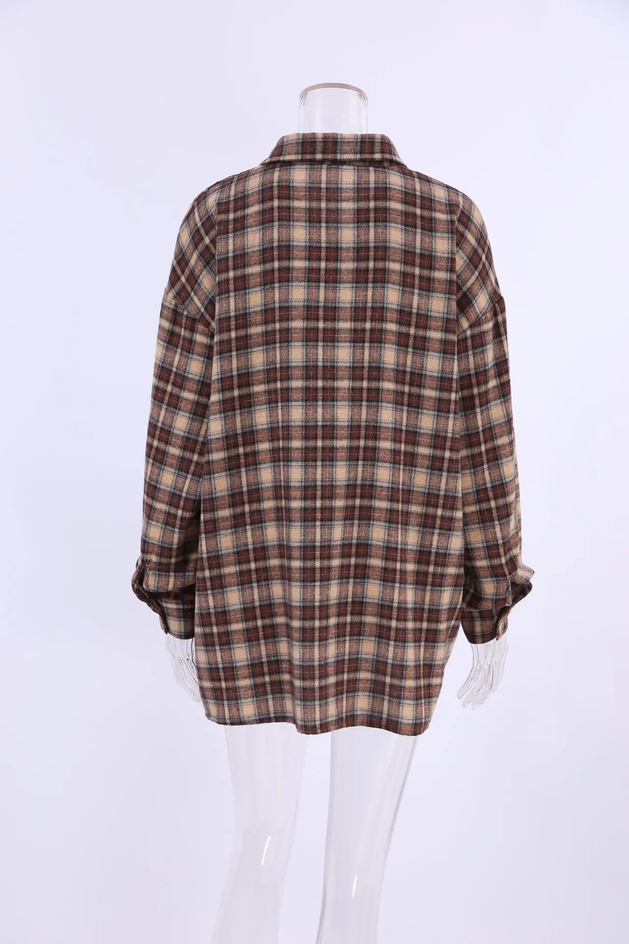 Spring Autumn Vintage Plaid Checkered Shirt Women's Long Sleeve Blouse Loose Single Breasted Casual Shirt - Smarsty