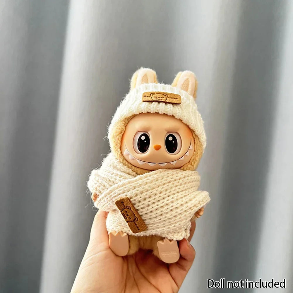 For 15-17 cm v1v2 Labubu Clothes outfit Labubu Sitting Party Bear Label Scarf Hat Bag Dolls Accessories Cute Decoration by Smarsty