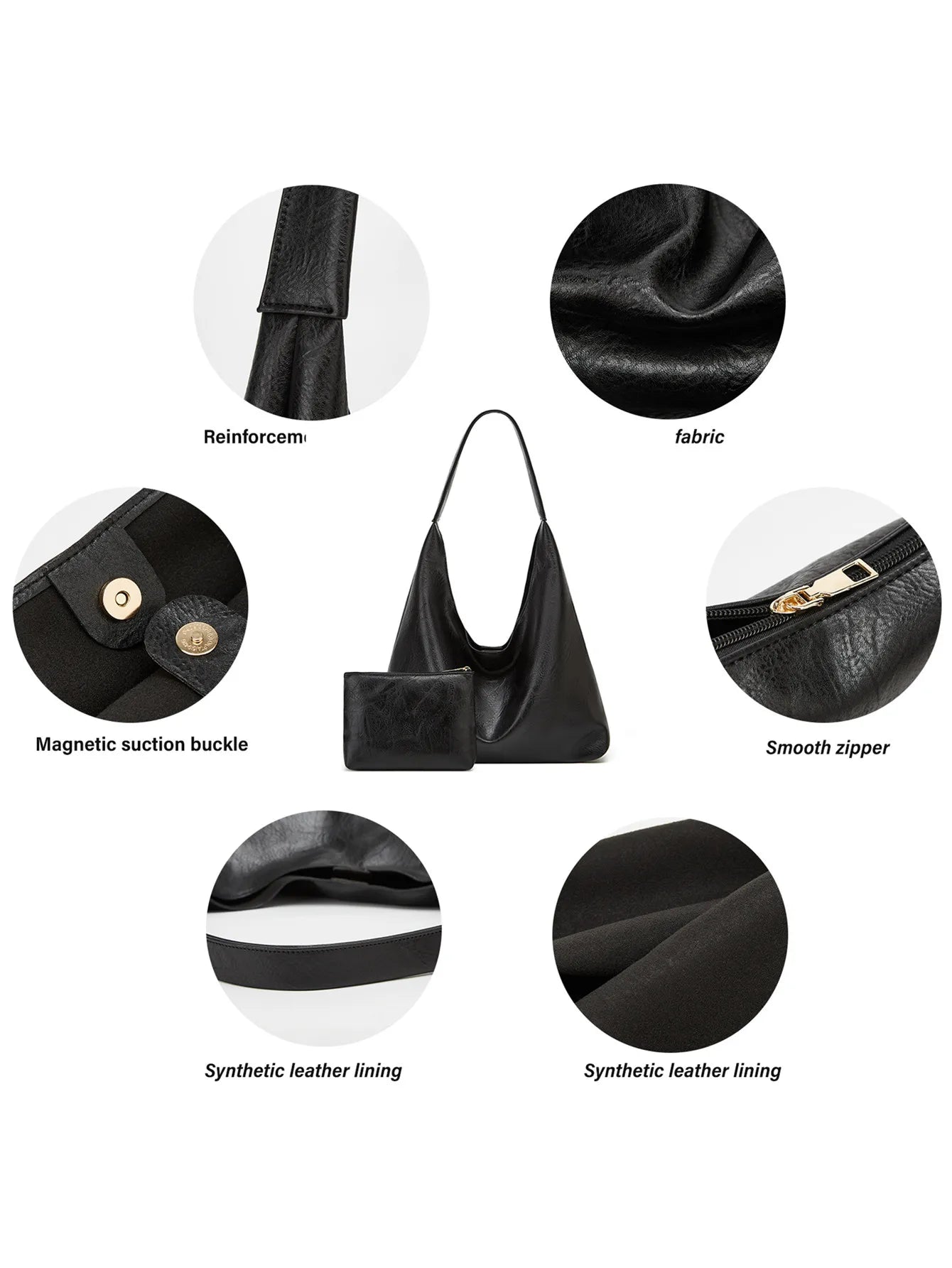 Casual PU Tote Bag For Women Large Capacity Shoulder Bag - Smarsty
