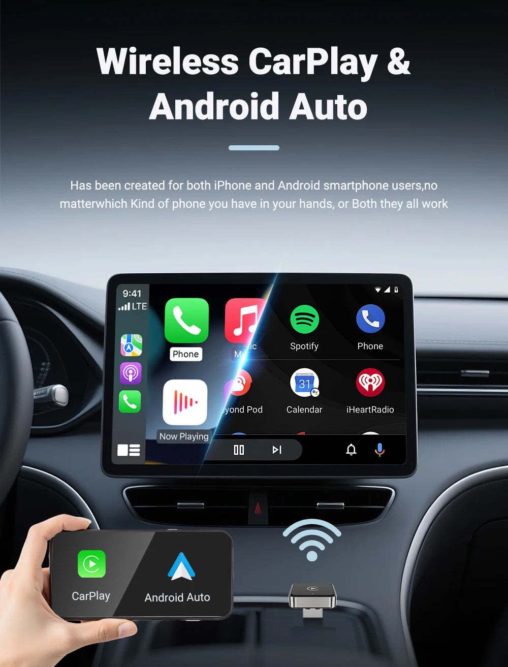 New Super Mini Carplay AI Box Wired to Wireless CarPlay/Android Auto 2in1 Box 5GHz WiFi5 for 99% Original Wired CarPlay/Auto Car - Smarsty