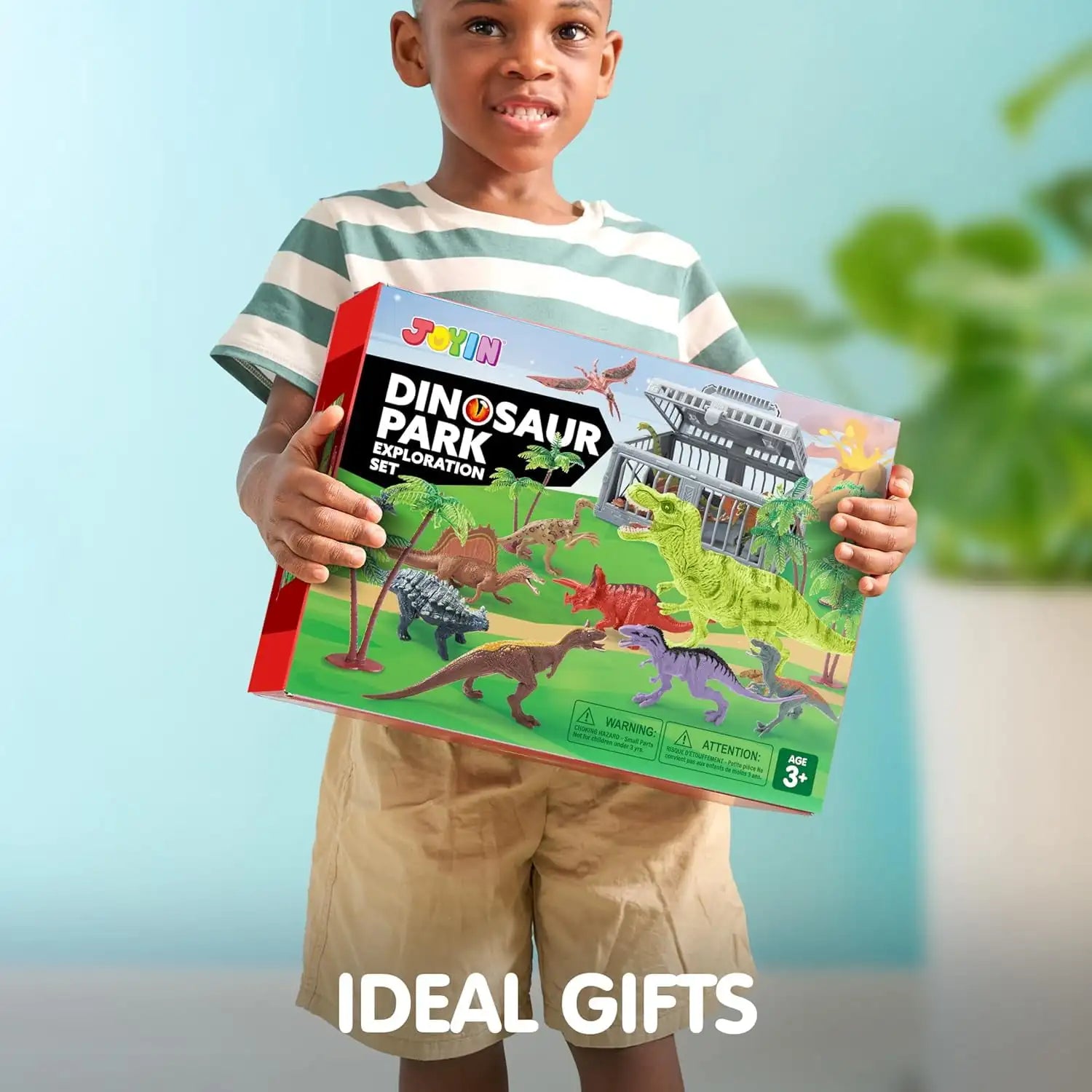 Joyfy 19 PCS Realistic Dinosaur Figures Toys with Activity Play Mat & Trees Dino Playset Toys for Kids 3-6 Year Birthday Gifts