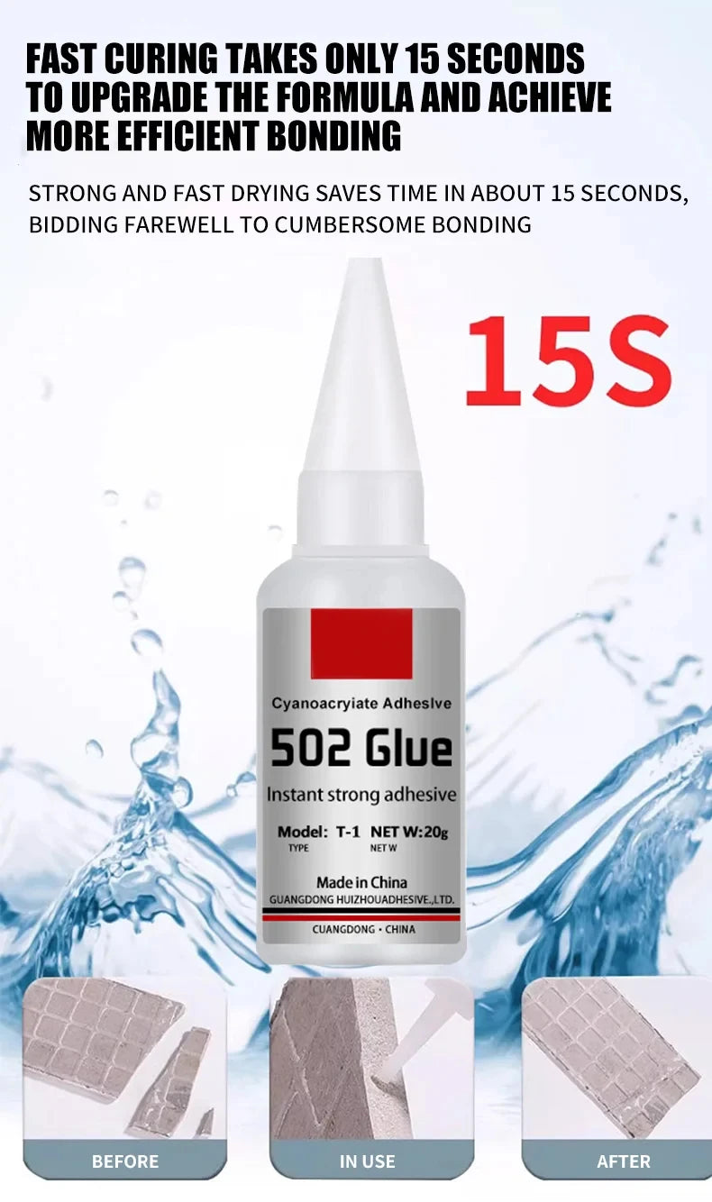 JXVX 1-5pcs 502 Super Glue Instant Quick-drying Cyanoacrylate Adhesive Leather Rubber Wood Metal Strong Bond Liquid Glue Tool - Smarsty