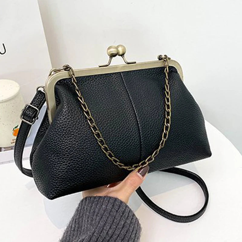Vintage Soft Skin Shell Bag Lychee Pattern Crossbody - Smarsty