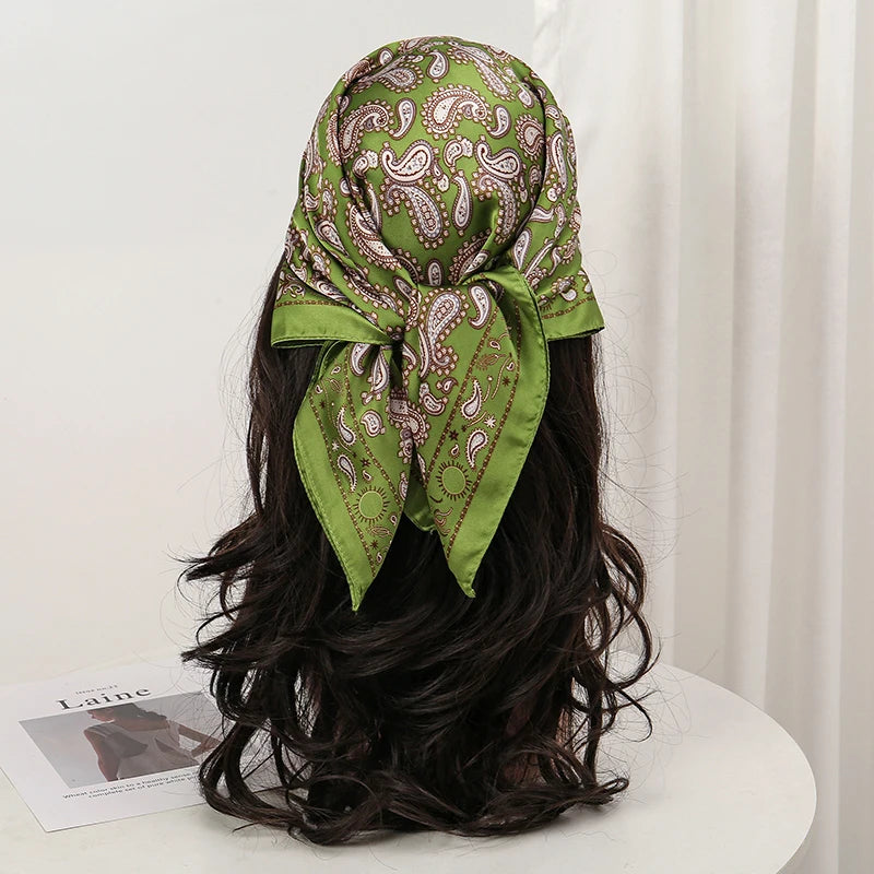 Bohemian Floral Print Silk Scarf for Women Sun Protection - Smarsty