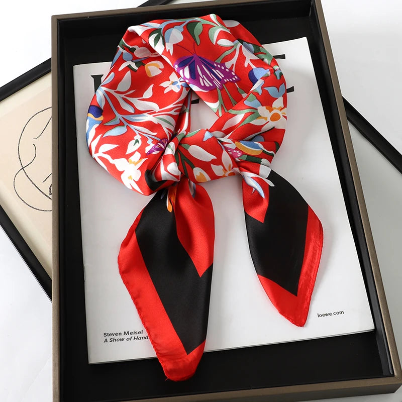 Luxury Square Silk Scarf for Women Stylish Satin Hijab Wrap - Smarsty