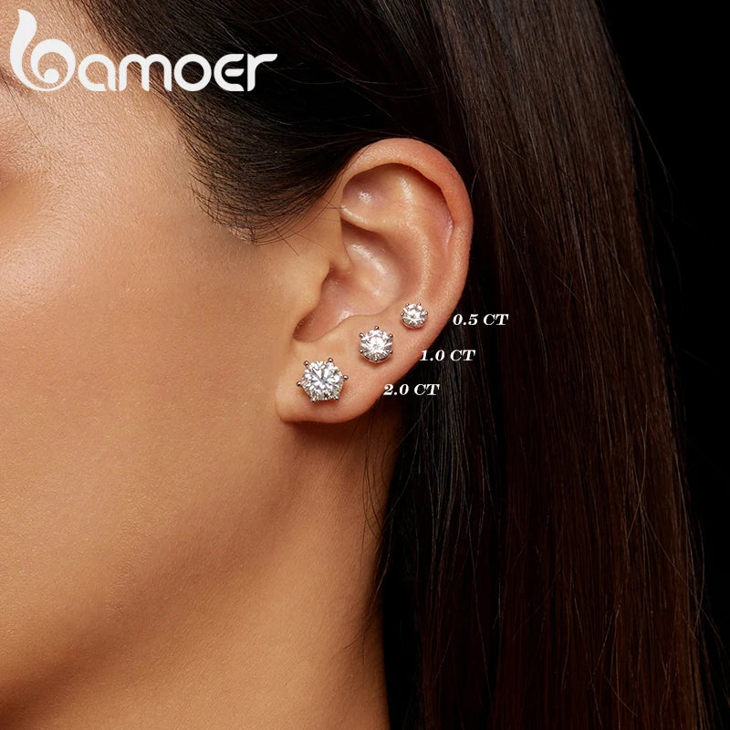 Moissanite Stud Earrings Sterling Silver Brilliant Cut - Smarsty