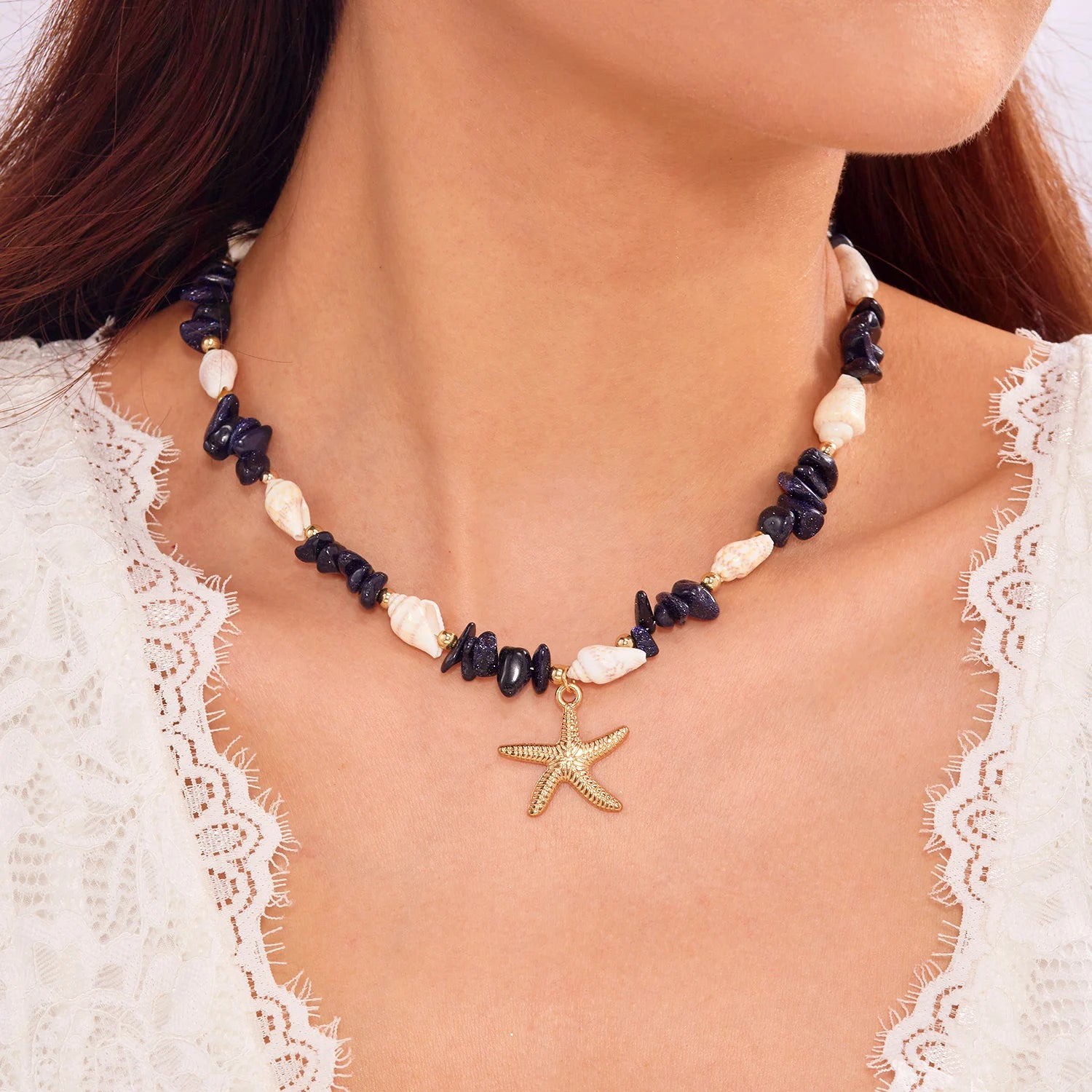 Bohemian Starfish Pendant Beaded Bracelet for Women - Smarsty