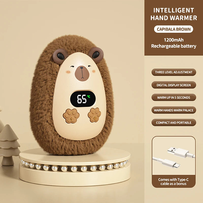 Plush Hand Warmer Winter Mini Portable Three-speed Adjustment Battery Life Long-lasting Smart Temperature Control Hand Warmer - Smarsty
