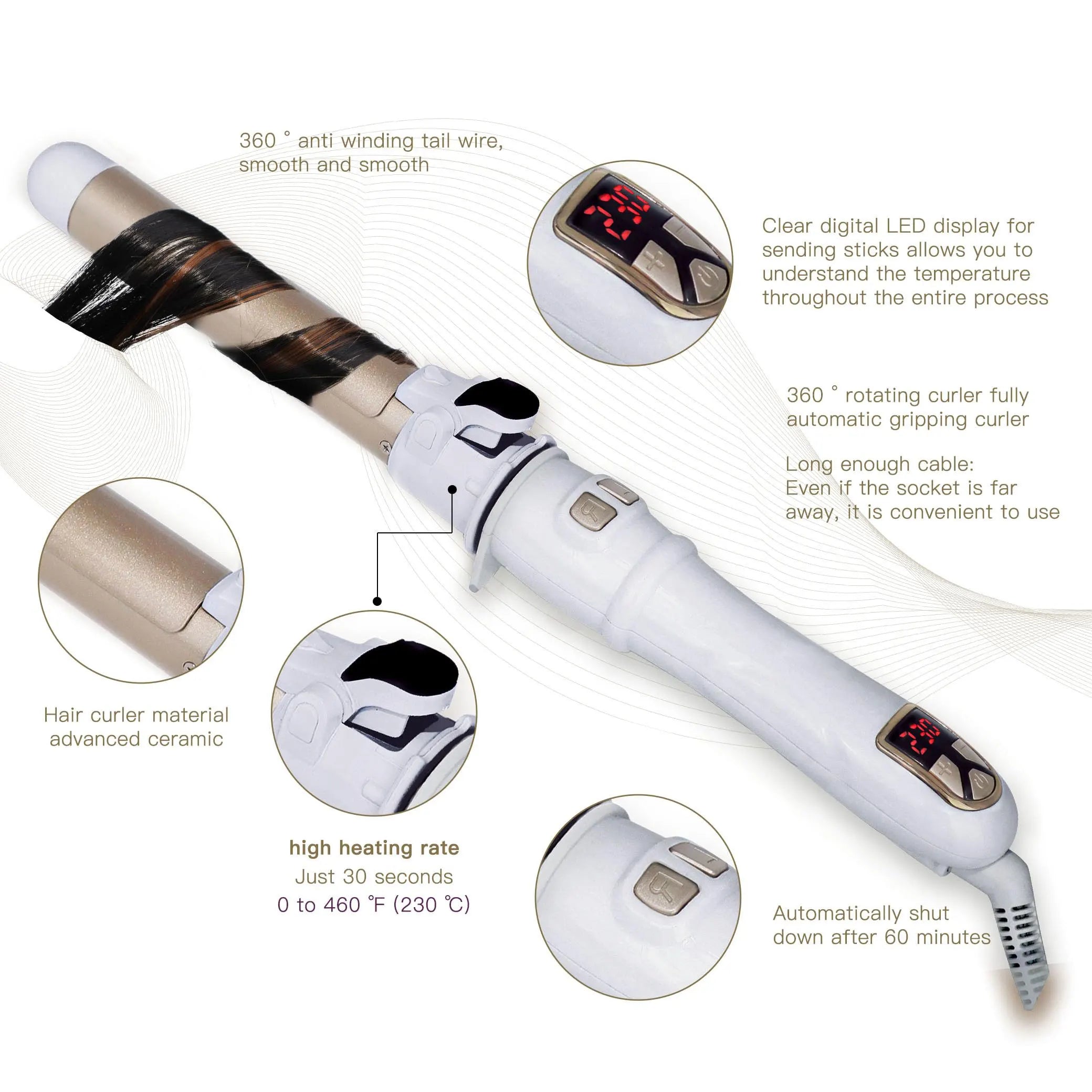 Automatic 28mm Hair Curling Wand for Professional Waves - Smarsty
