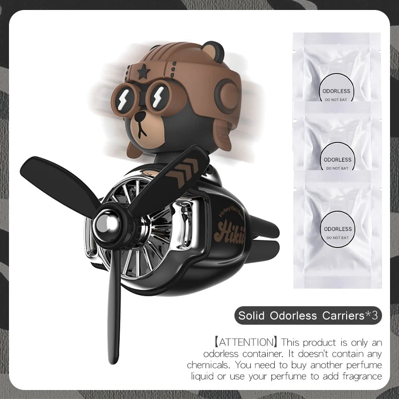 Odorless Car Air Freshener Vent Clip Bear Pilot Decor - Smarsty