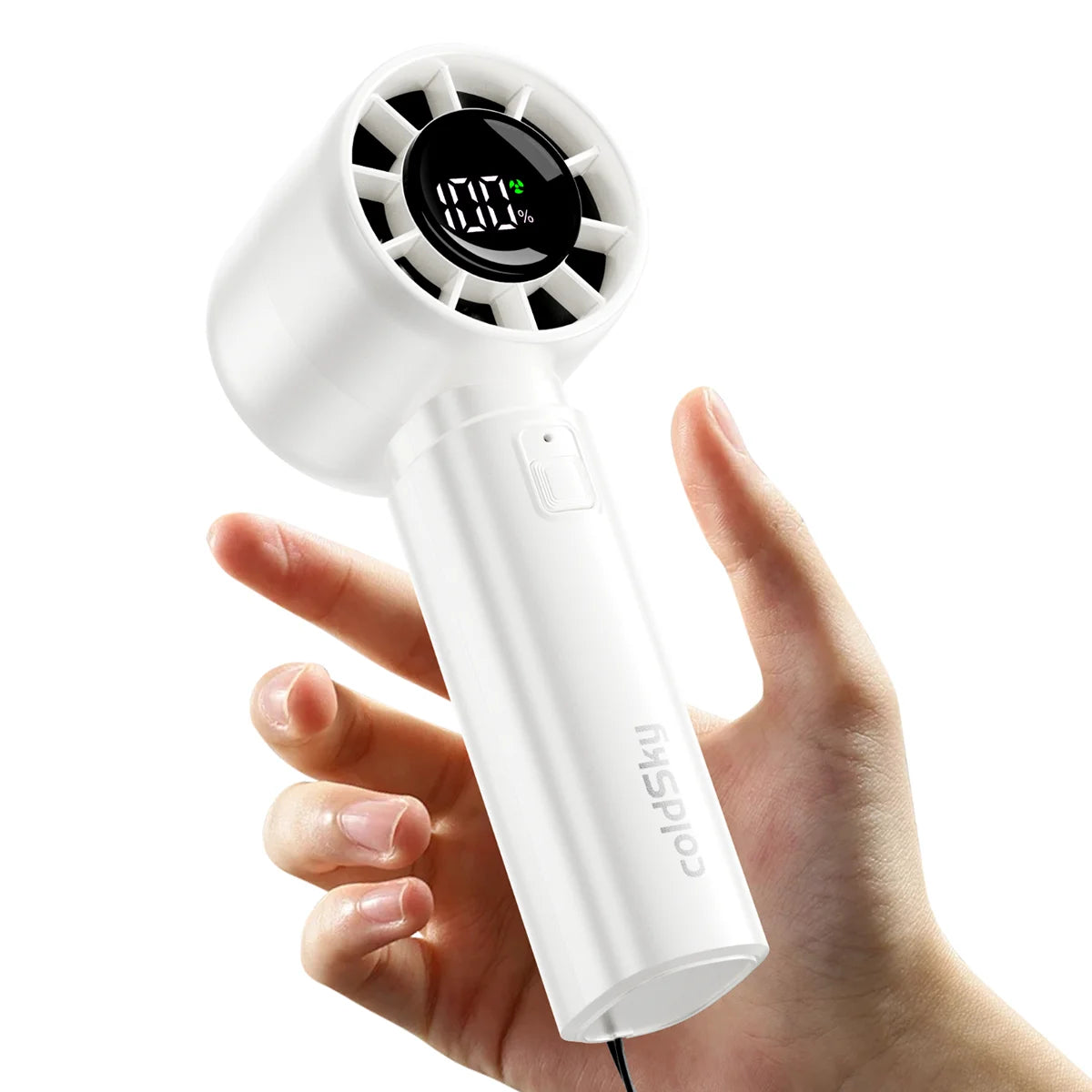 coldSky Portable Handheld Fan 3000mAh Battery Operated Cooling Fan 5 Speed Adjustable Small Desktop Fan With Digital Display