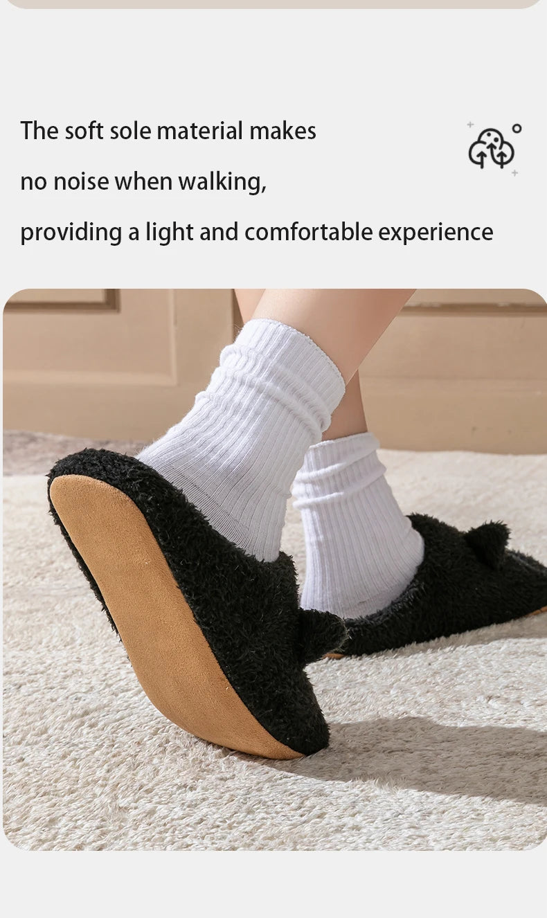 Women's Cartoon Cat Plush Slippers Cozy Winter Bedroom House Shoes with Non-Slip Soft Sole for Indoor Comfort Home Warm Shoes - Smarsty