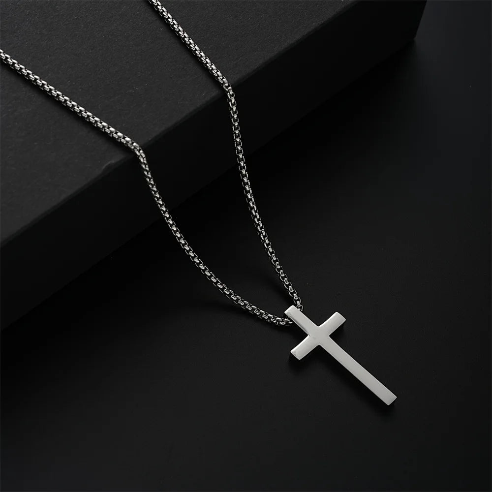 Men's Stainless Steel Cross Pendant Jewelry Set - Smarsty