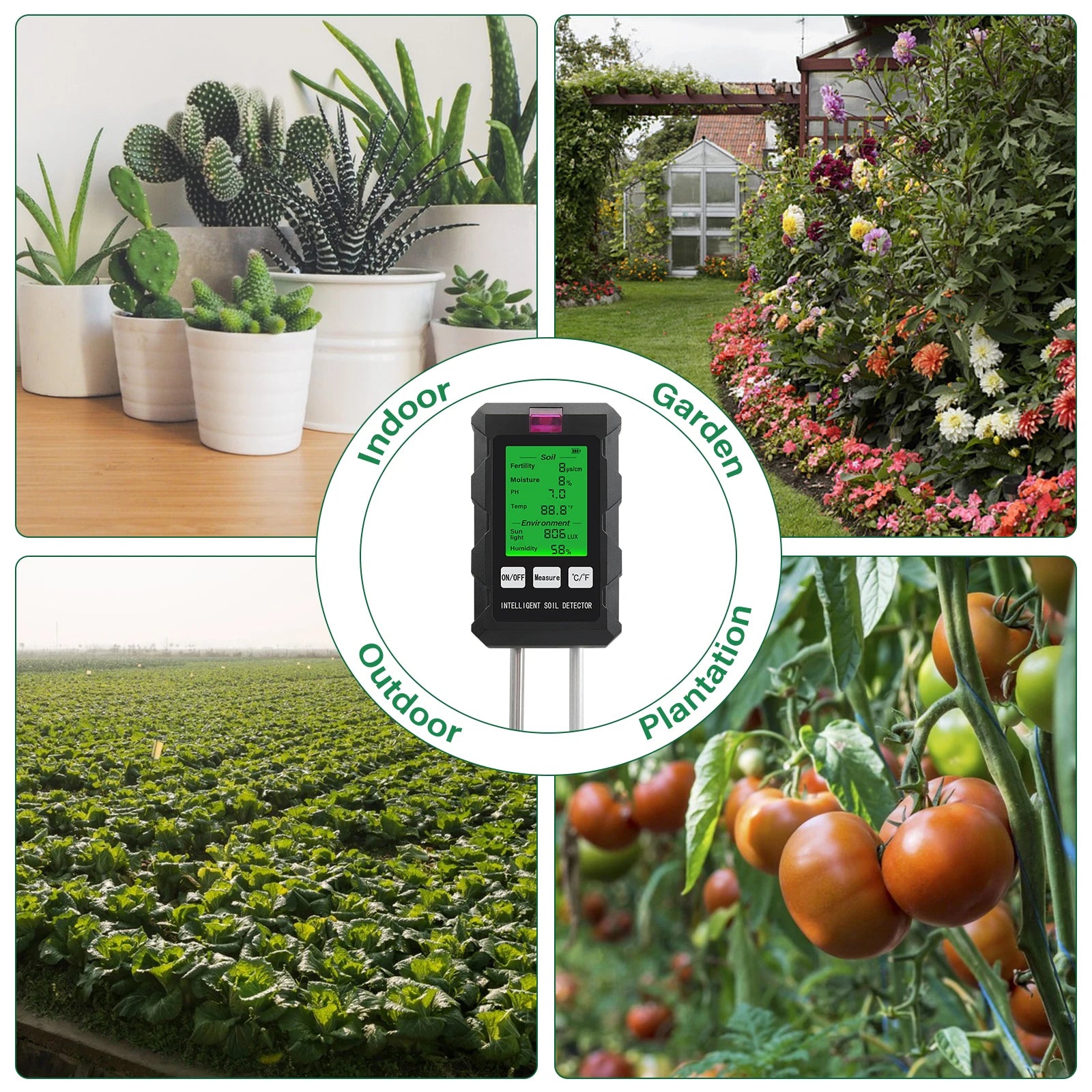 Digital 6 in 1 Soil PH Meter and Tester for Garden Health - Smarsty