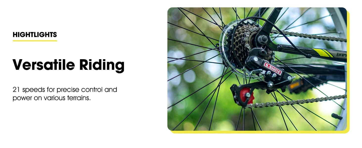 Hiland 24 26 inch Mountain Bike for Men Women, 21 Speeds High-Carbon Steel Frame, Sport Cycling MTB Bicycle for Adult