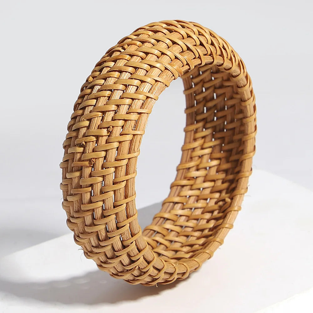 Boho Bamboo Rattan Weave Bracelet for Women - Smarsty