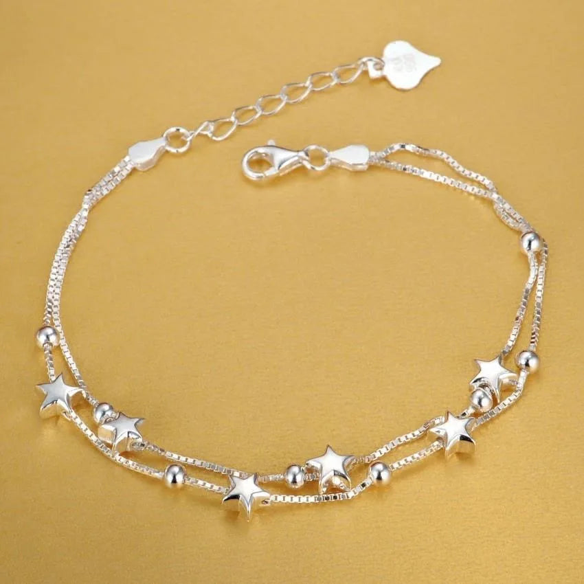 Sterling Silver Square Chain Bracelet Unisex Gift - Smarsty