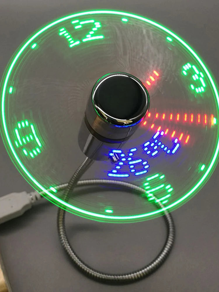 Clock Fans Time Temperature Display Small Night Light DC 5V Portable Gadgets Flexible Gooseneck LED Clock for Laptop PC Notebook