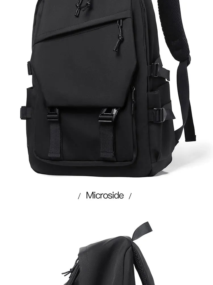One 15 Inch Polyester Waterproof Solid Color Simple Men's Backpack Fashion Couple Student Computer Backpack