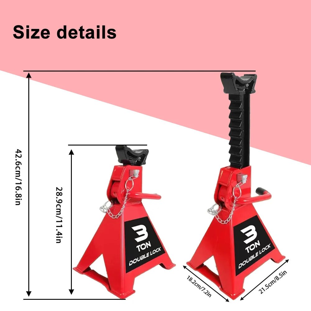 2 Pack Jack Stands Double Locking 3 Ton(6000 LBs) Lifting Car Stand, Fit Use for Cars Automotive Small Vehicles, Red