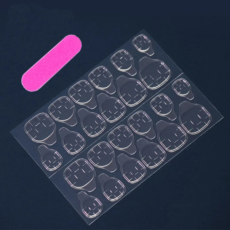 24 Piece Short French Minimalist Glitter Nail Set - Smarsty