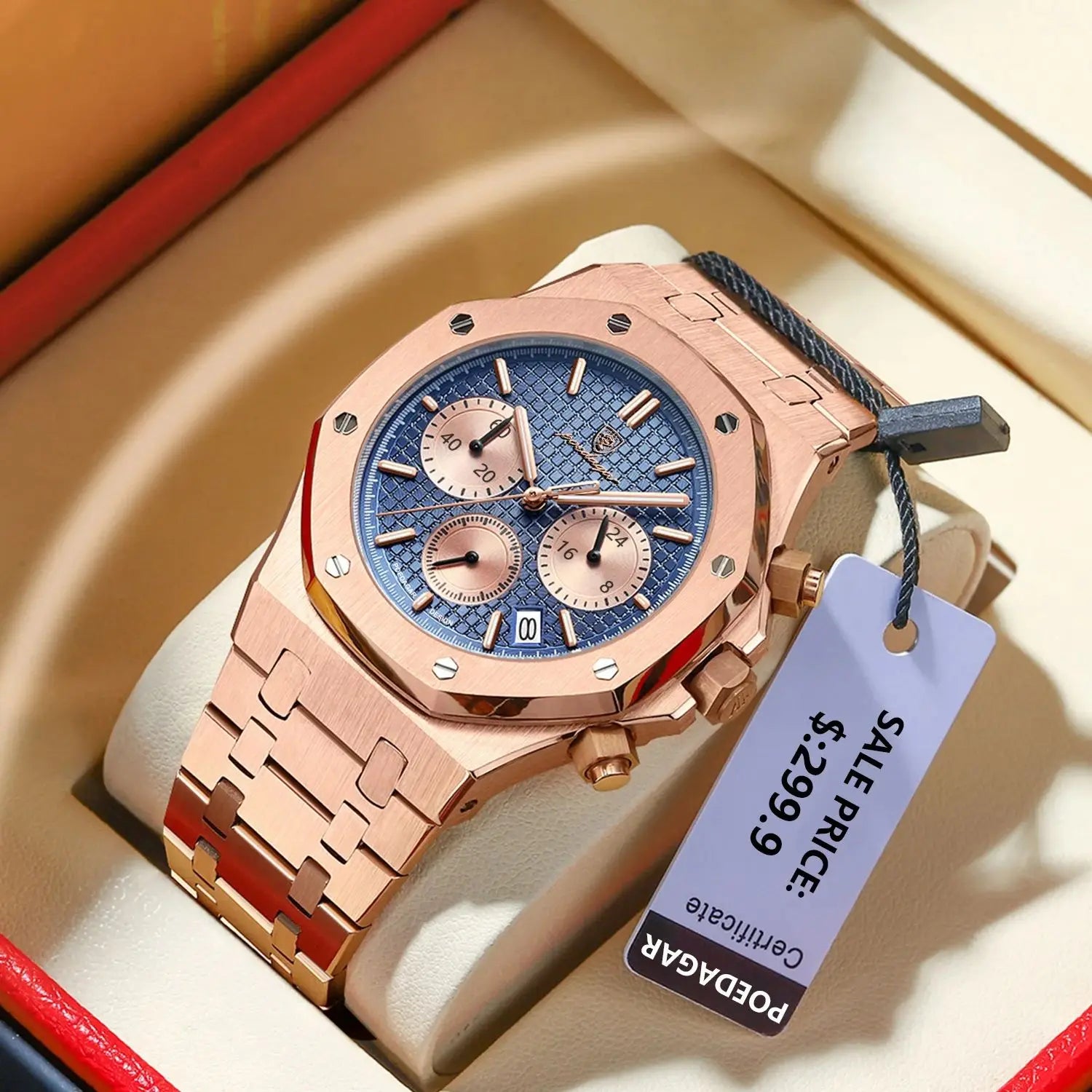 Luxury Men's Chronograph Watch with Waterproof Feature - Smarsty