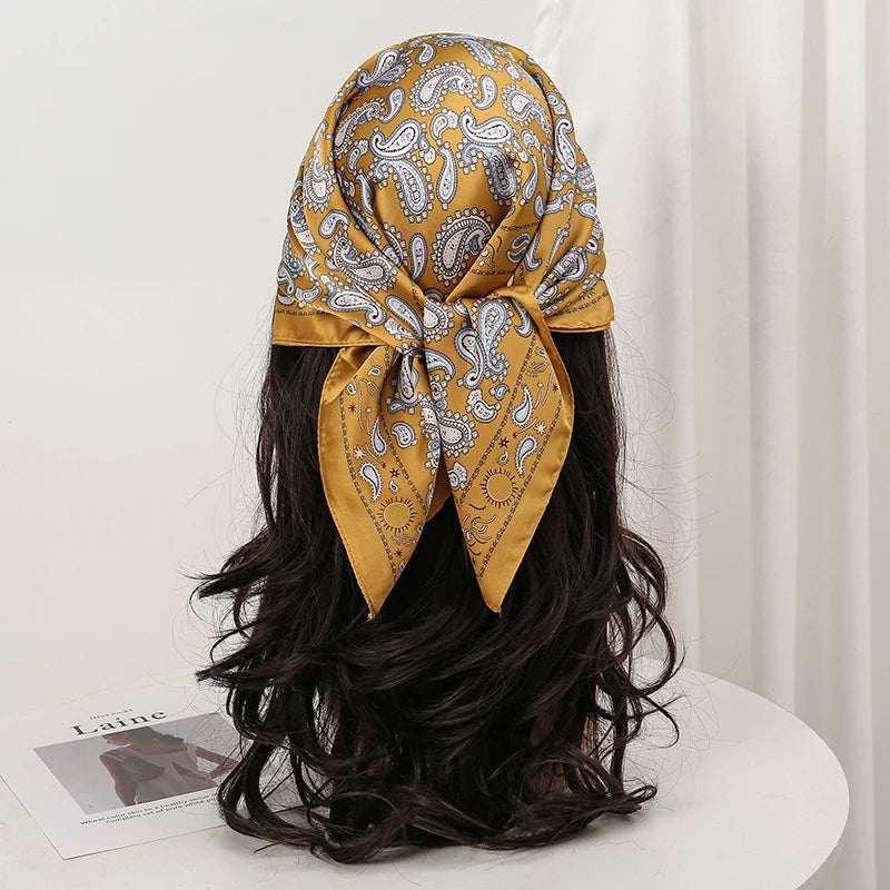 Bohemian Floral Print Silk Scarf for Women Sun Protection - Smarsty
