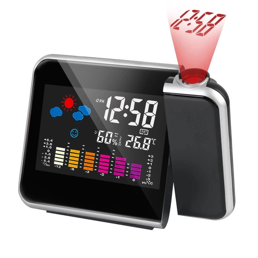 Color Screen Digital Projection Alarm Clock with Rotating Display - Smarsty