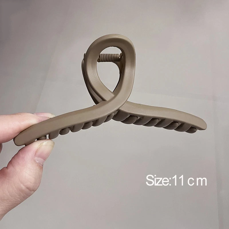 Korean Coffee Beige Acrylic Geometric Hair Claw Clip Large - Smarsty