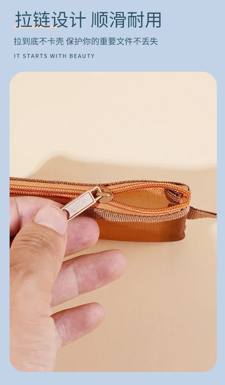 Small Square Nylon Coin Pouch With Zipper Card Holder - Smarsty
