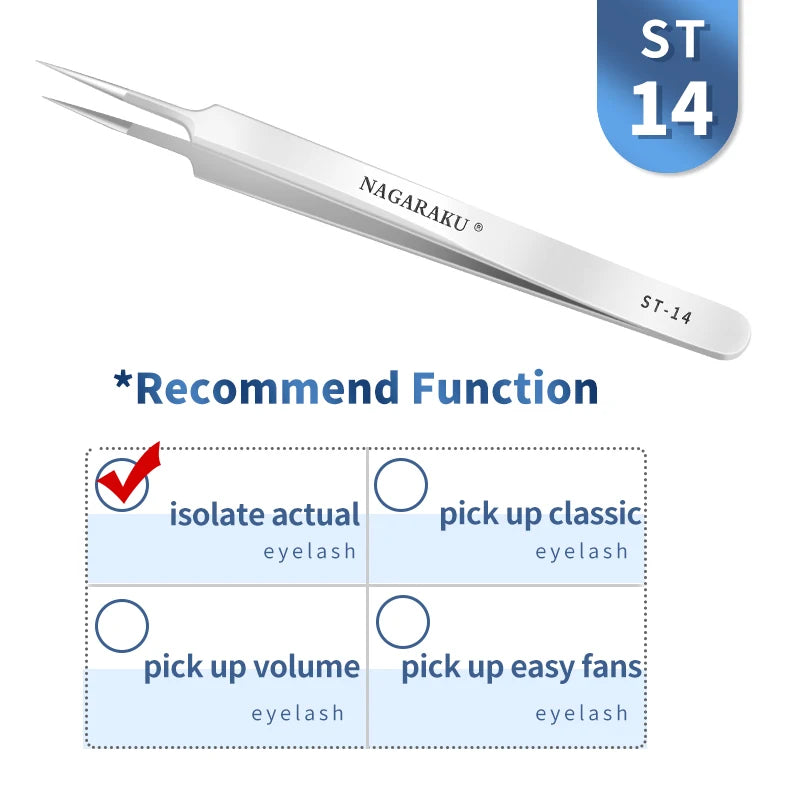 NAGARAKU Stainless Steel Eyelash Extension Tweezers Precision Grip - Smarsty