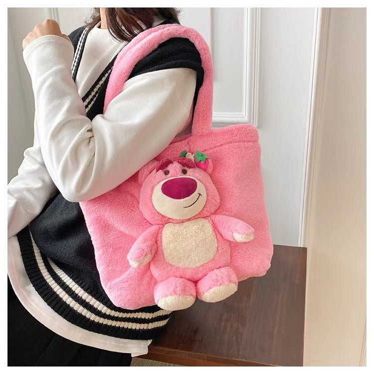 Disney Stitch Plush Shoulder Bag Cute Strawberry Bear - Smarsty