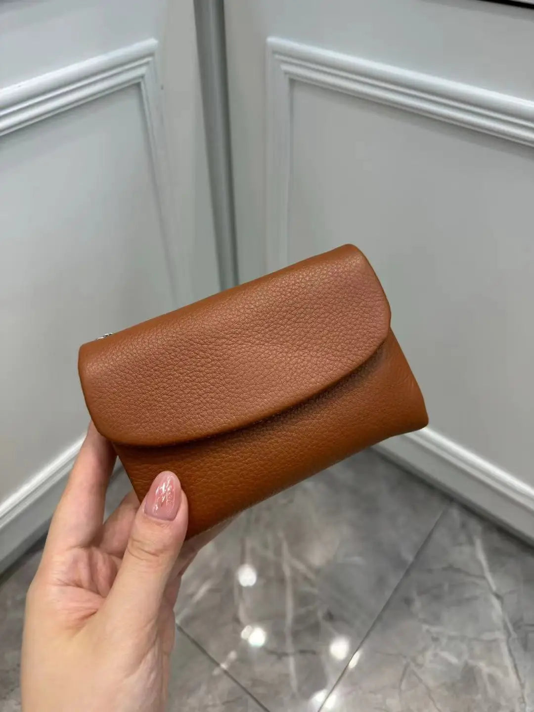 Coin Purse Genuine Cow Leather Short Wallet Trifold for Small Women's Purses Clutch Cowhide Card Holder Travel Card Wallets