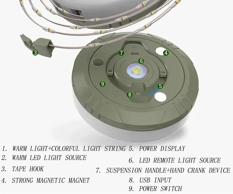 Camping String Lights,33Ft Light with Lanterns (2 in 1 Design),Camping Lights 2000mAh,IPX6 Waterproof,Rechargeable Flashlights by Smarsty