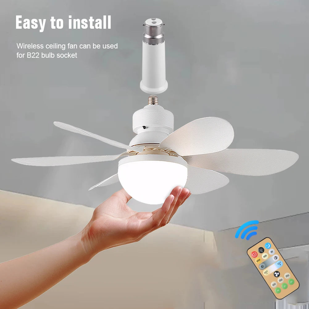 Screw in Ceiling Fan in Light Socket with Remote Ceiling Fan with Light for Bedroom Kitchen Living Room