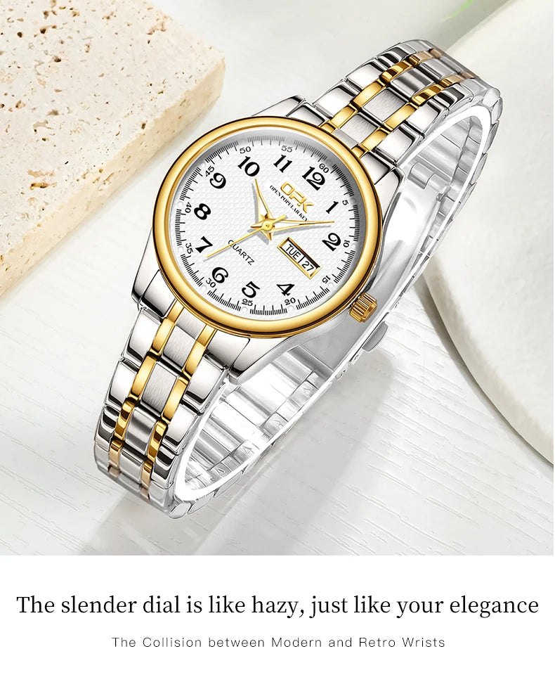 Luxury Waterproof Quartz Watch For Women Stainless Steel Strap - Smarsty