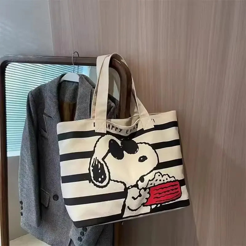 Snoopy Canvas Tote Bag With Cute Print Durable Everyday Use - Smarsty