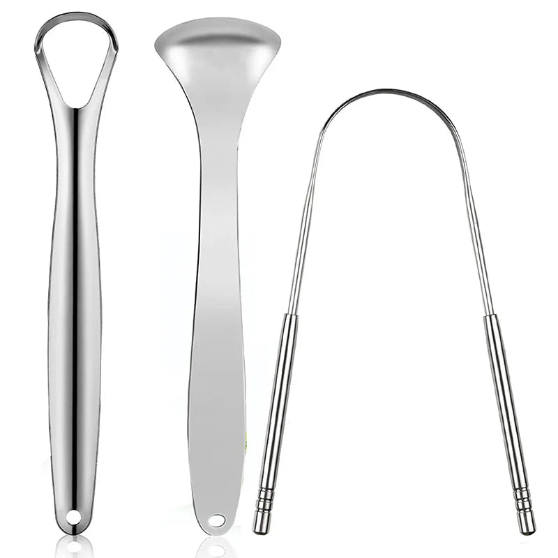Premium 1pcs/3pcs Metal Tongue Scraper Cleaner for Adults & Kids, Portable Stainless Steel Tongue Scrapers Brushes for Removing - Smarsty