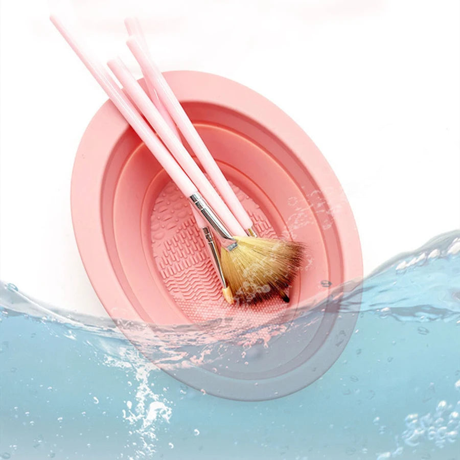 Portable Makeup Brush Cleaning Bowl with Silica Gel - Smarsty