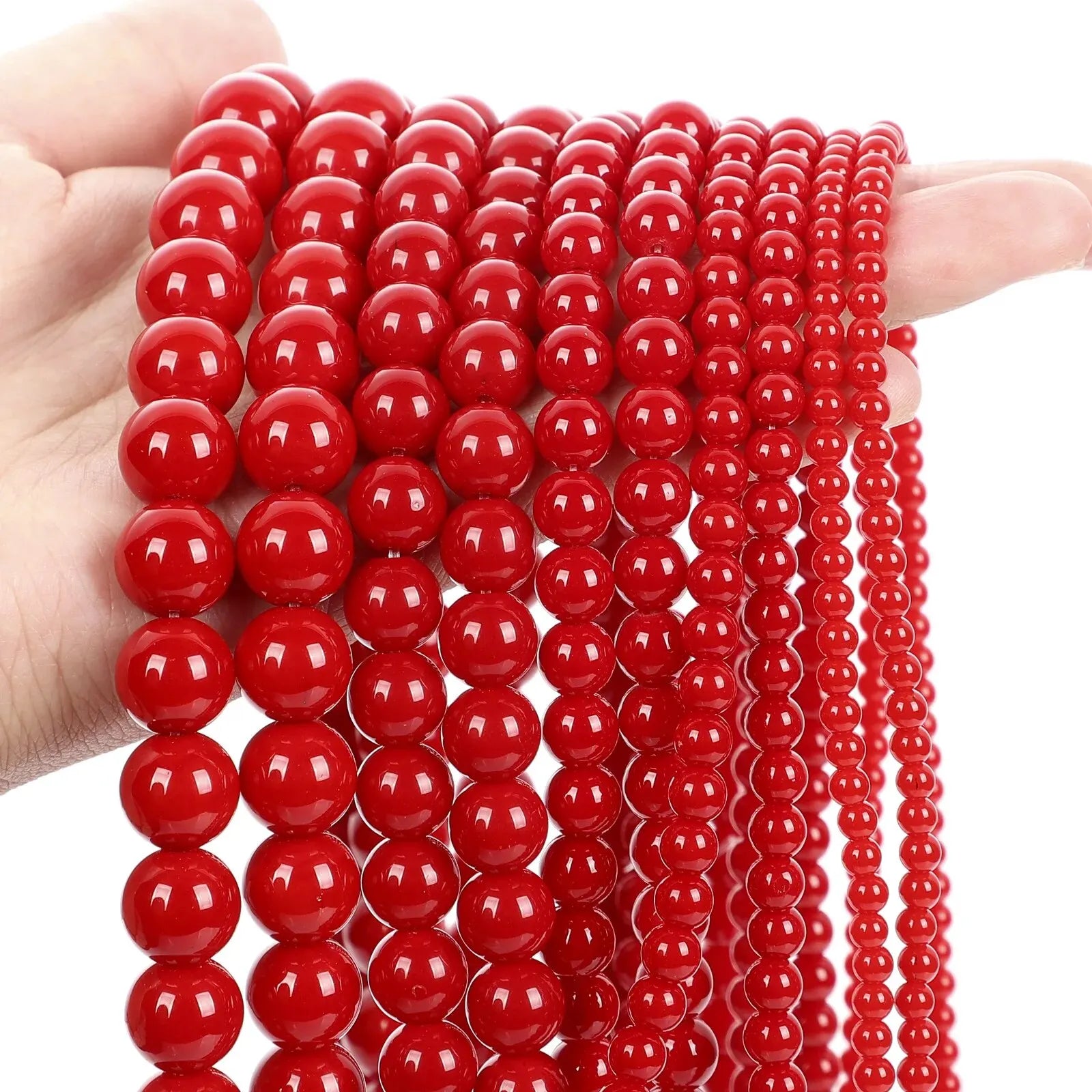 Natural Polished Red Coral Beads Loose Spacer Jewelry 6mm - Smarsty