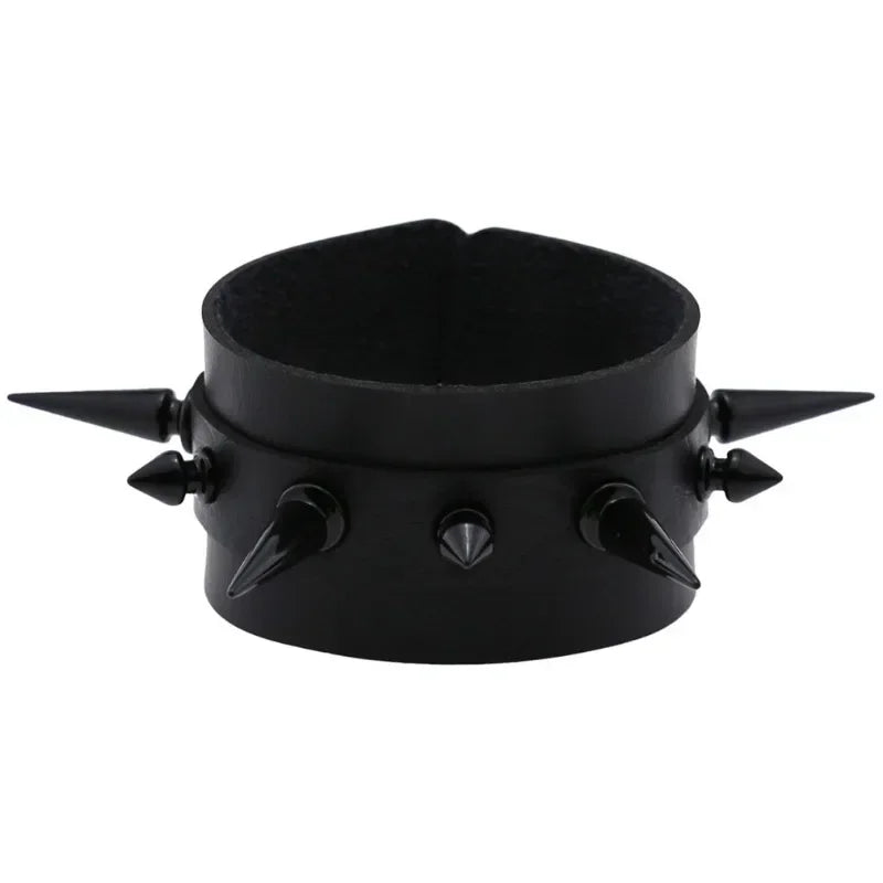 Unisex PU Leather Punk Bracelet with Spikes and Skull - Smarsty