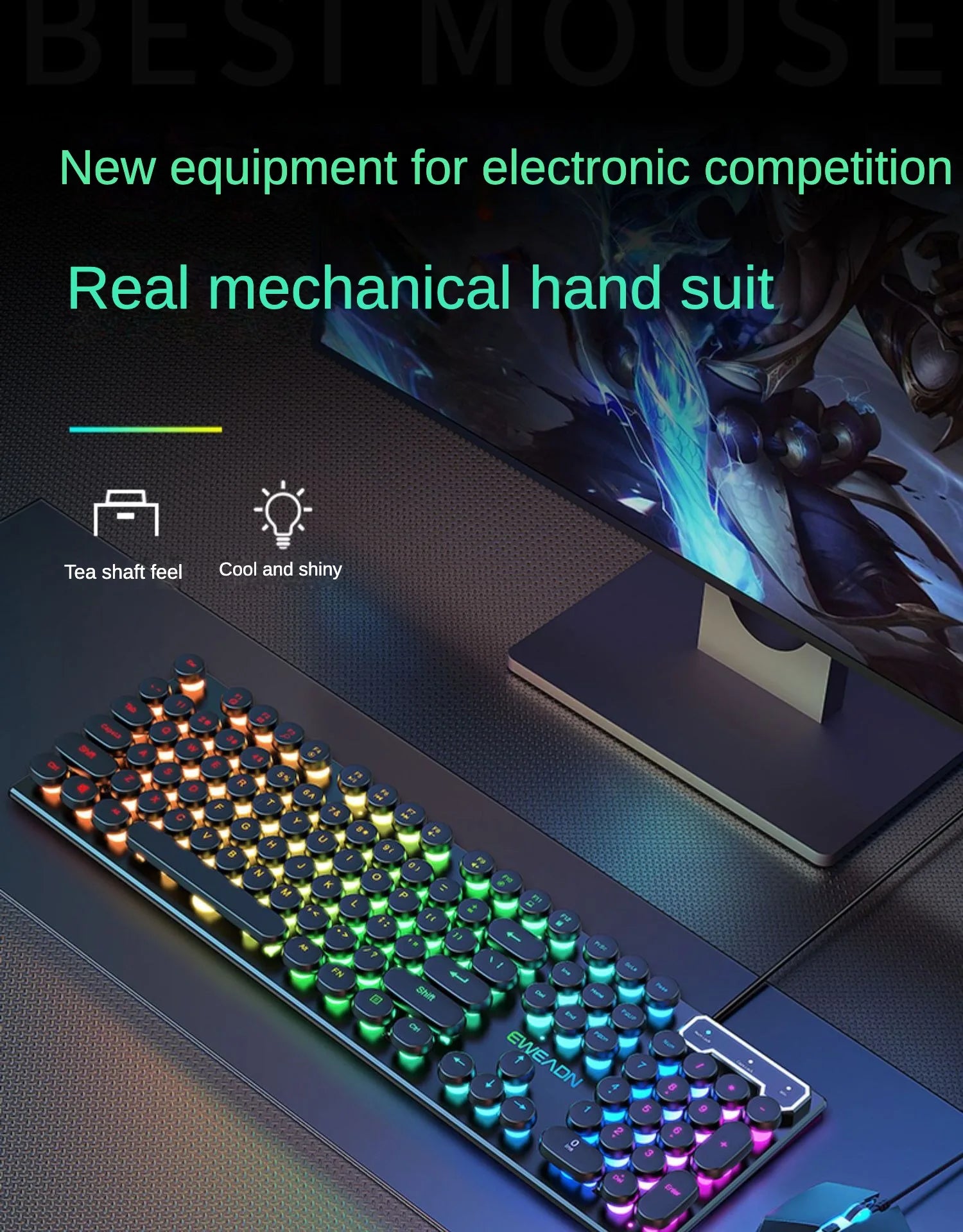 Gamer Wired Keyboard Mechanical Feel E-Sports 104 Keys Usb Wired Gaming Mouse Wired Keyboard Pc Accessories for Laptop Gamers